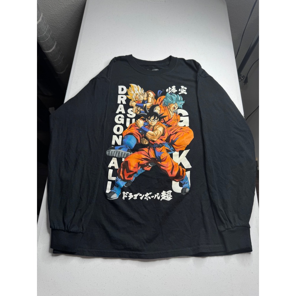 Dragon Ball Super Goku Graphic Long Sleeve Shirt Black Anime Tee Mens Small